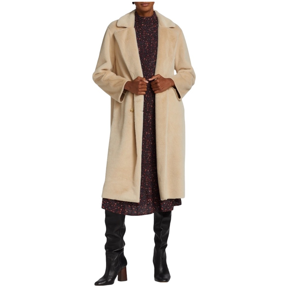 Elie Tahari Double-Breasted Faux Fur Coat - Size Large MSRP$495.00